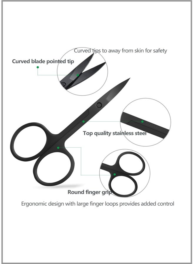 Stainless Steel Eyebrow Scissors - 2.0mm Black Type A (Color Pouch) - Image 2
